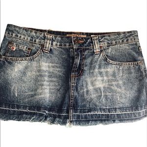 Denim Distressed Mini Skirt, Size 11, Paris Blues